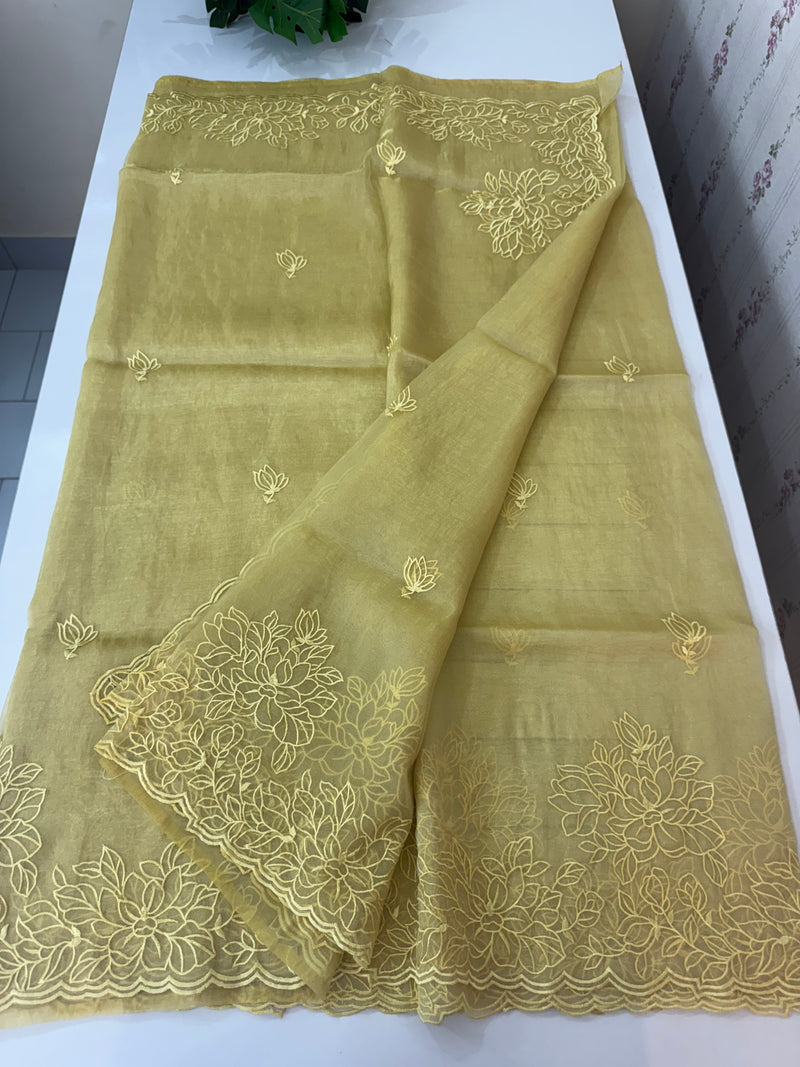Tissue Organza saree MS14051- DuskyYellow