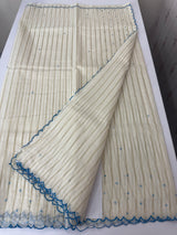 Mul Chanderi saree with foil work & scalloped borders - MNM303