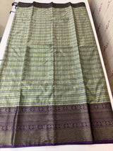 Checks Semi kanchi silk saree with blouse MBS7859