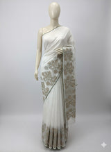 NetKota Applique work saree  MSH123- White & Green