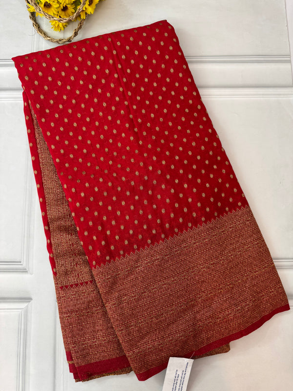Semi banarasi Khaddi Georgette saree - MS1498 RED