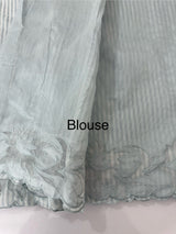 Striped Mul chanderi saree with applique borders MSH987- PaleBlue