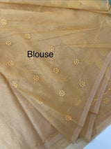 Semi organza saree with appliqué work - MSH906 Mustard
