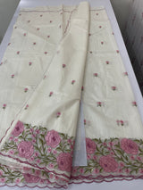 Mul chanderi embriodery saree with scalloped borders MSH176
