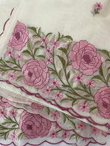 Mul chanderi embriodery saree with scalloped borders MSH176