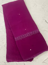 Chiffon georgette saree with corchet work - MS7633 Magenta