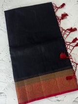 Jute silk sarees with contrast pallu & blouse MJL396