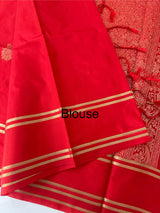 Semi Kanchi pattu saree with retta pattu borders MBS7899 RED