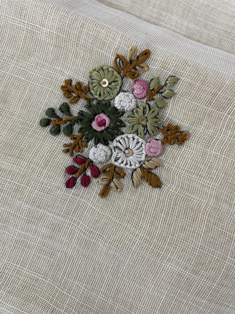 Tissue linen saree with kanta embriodery saree MS88650