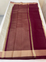 Semi chanderi saree -  MSH229 Cream to Wine
