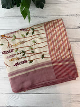 Blended tussar silk saree with hand embroidery MS40488