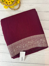 Crepe Banarasi viscose Georgette saree with brocade blouse MS953211- Wine