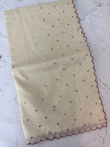 Mul Chanderi Tissue silk saree with foil work & scalloped borders - MNM249 Maroon