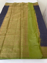 Semi silk saree with checks zari weaving MS81543- DarkBlue to Green