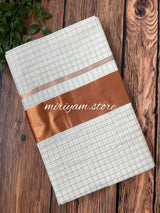 Kerala cotton Saree - Rosegold checks