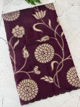 Viscose organza saree with applqiue work - MSH930 Wine