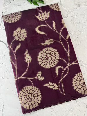 Viscose organza saree with applqiue work - MSH930 Wine