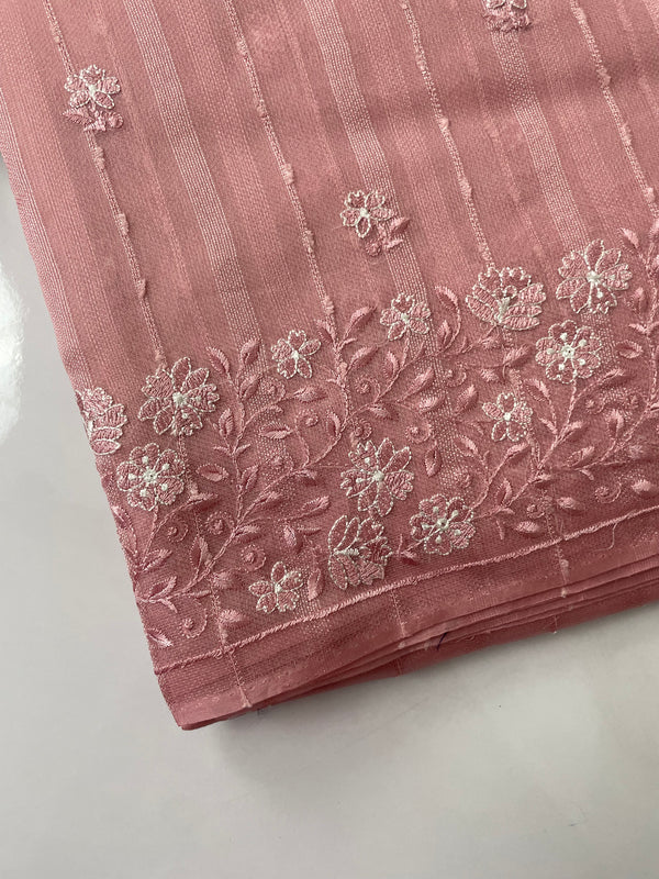 Jute Organza saree with embroidery MJOS134 PeachPink