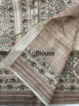 Madhubani Printed Semi tussar silk saree with Kanta work MBT6877 (4)