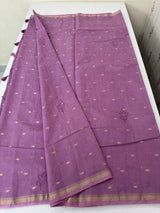 Mul chanderi applique work saree with zari buttas all over  MSH161