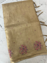 Copper Tissue silk saree with embroidery MSH252