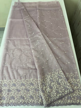 Glassy tissue organza saree with embroidery FKSF133- Dusty Lilac