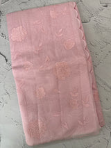 Mul chanderi- linen applique work saree  MSH174 PastelPink