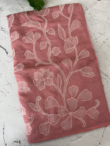 Blended Malai chanderi saree with applique work saree  MSM5676 - PeachPink