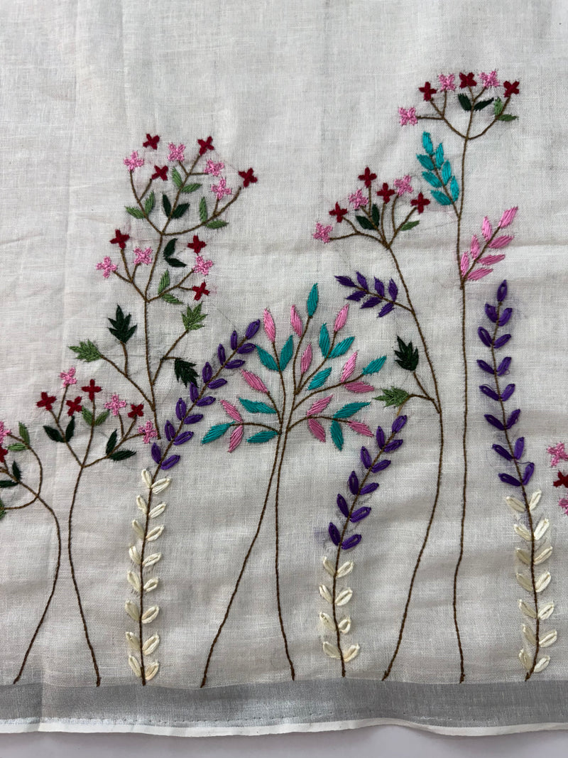 Linen blend Saree with hand embriodery MLS611