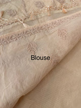 Premium Kota checks saree with Chikankari work  MSH241 PastelPeach