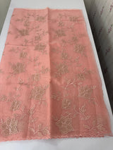 Viscose organza saree with applqiue work - MSH238 PeachPink