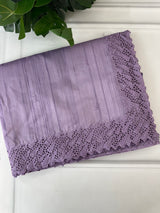 Blended tussar saree with cutwork - MSHK133 Lavender