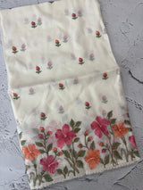 Silky kota saree with embriodery MS16263 Offwhite