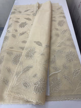 Semi organza saree with tissue appliqué work - MSH906 Ivory