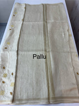 Blended soft tussar saree with embriodery - MS8186 Cream
