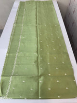 Tussar finish soft silk saree with white thread embroidery MTS567 PastelGreen