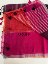 Checks semi Linen Saree MS8654