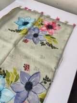 Digital printed semi Linen Saree MLS615