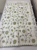 Mul cotton applique work saree with scalloped borders MSH166