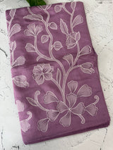 Blended Malai chanderi saree with applique work saree  MSM5676 - Lavender