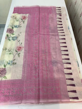 Chanderi digital printed saree with chikankari embriodery MSH171