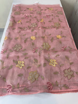Tissue Organza saree with applique work MS15980