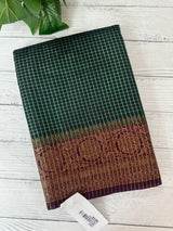 Semi silk saree with checks zari weaving MS81543- Green to Wine