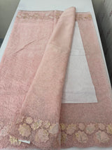 Soft Organza saree with thread work and tissue applique borders - MCW605 BabyPink
