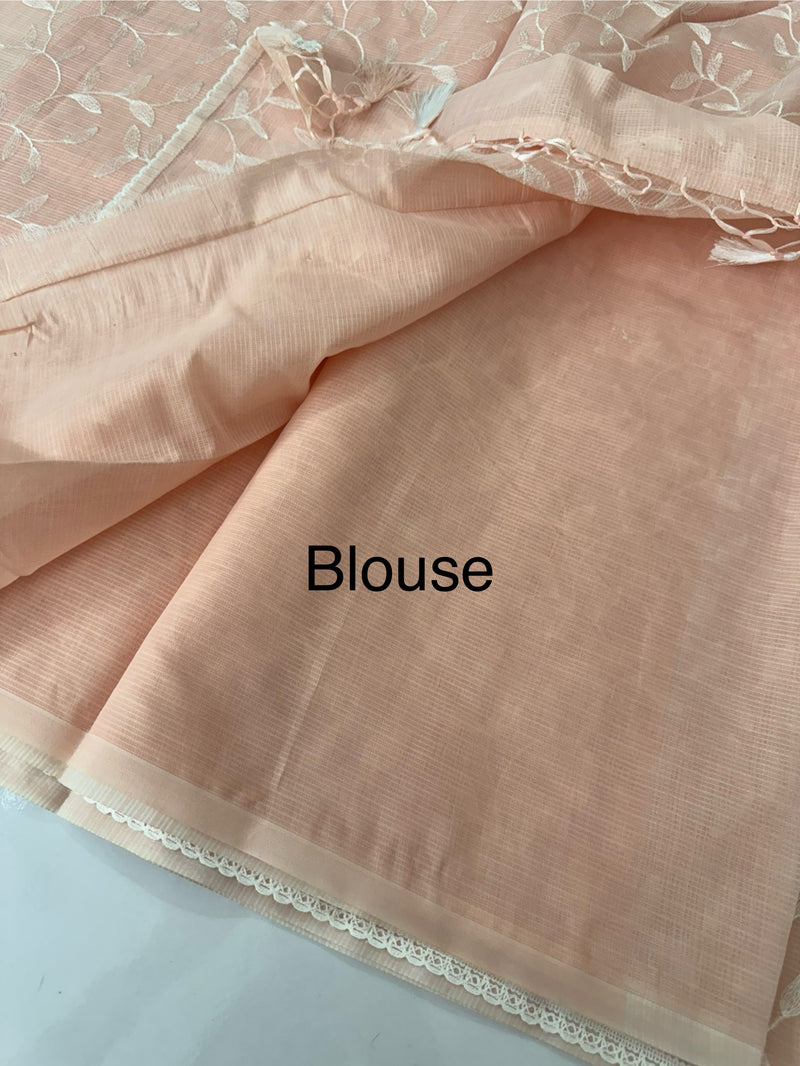 Kota embriodery saree MS1455 Pastel Peach