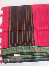 Jute tussar silk saree with contrast borders MJL655