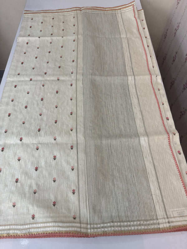 Blended soft tussar saree with thread work MTS9965