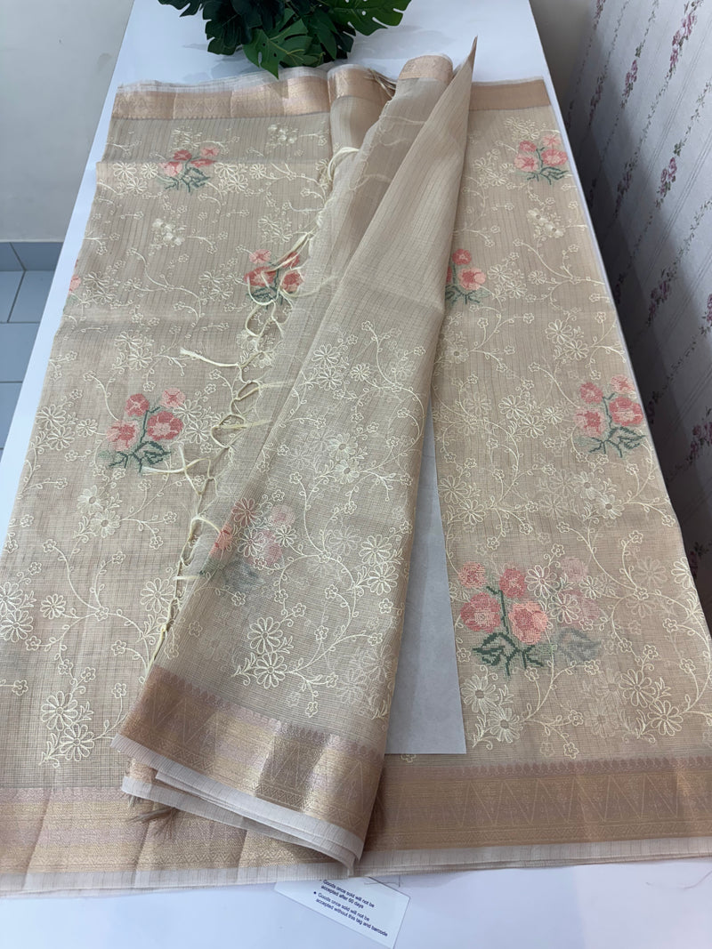 Tissue Silk embriodery saree MS49892