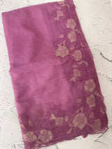 Semi Organza saree with applique borders - MCW799