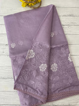 Soft kota checks saree with embroidery SVPIIY- Lavender